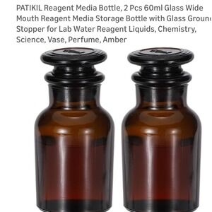 4 PATIKIL Amber Glass Reagent Bottle 60ml Wide Mouth Apothecary Stopper Vase
